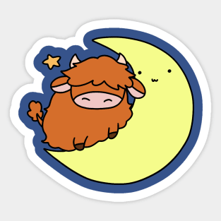 Highland Cow Crescent Moon Sticker